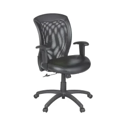 Global Airflow Ergonomic Leather Swivel Manager Chair, Black (9339BK)