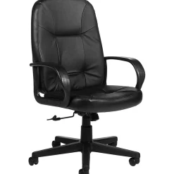 Global Arno Leather Executive High-Back Chair, Black (4003BK450550)