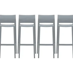 Global Bakhita Plastic Armless Bar Chair, Alloy, 4/Carton (6754ALY)