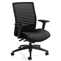 Global Loover Urban Fabric Mesh Medium Back Weight Sensing Synchro Tilter Chair, Black Coal