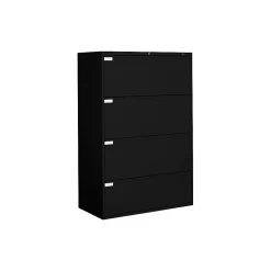 Global 9300P Series Business-Plus Lateral File Cabinet, Letter/Legal, 4-Drawer, Black, 18"D, 36"W