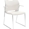 Global Popcorn 6710 Plastic Stacking Chairs with Arms, Ivory Clouds, 4/Ct (TD6710-IVC)