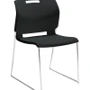 Global Popcorn Plastic Stack Chair without Arms, Asphalt Black, 4/Ct (TD6711-BLK)