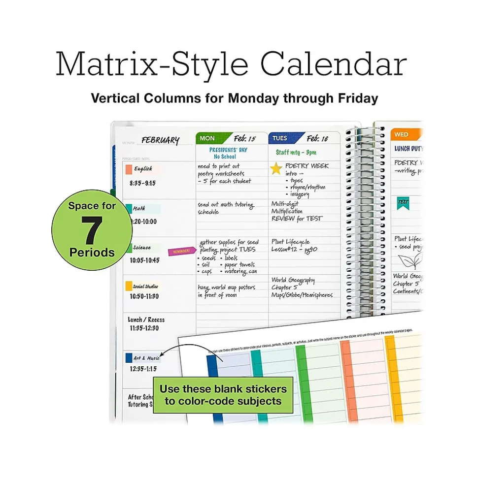 Global Printed Products Deluxe 8.5" x 11" Teacher Academic Planner, Multicolor (DTP-0001-U22-S)