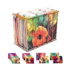 Global Printed Products Deluxe Designer Abstract Floral Hanging File Folder Kit, 1/3-Cut Tab, Letter Size, Assorted Colors