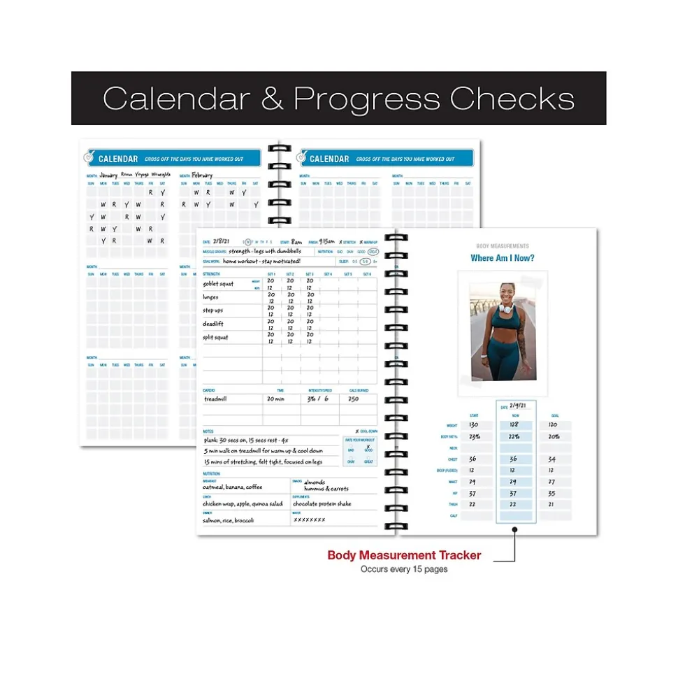 Global Printed Products Hardcover Fitness Journal, College-Ruled, Blue, 120 Pages (GPP-0068-S)