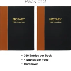 Global Printed Products Notary Public Record Book, 8.5" x 11", Black/Tan (GPP-0094-A)