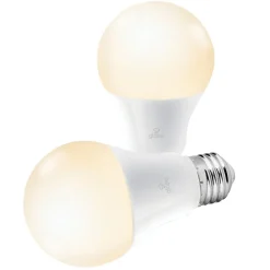 Globe Electric A19-Shape E26-Base Wi-Fi Dimmable 60-Watt-Equivalent Frosted Smart LED Light Bulbs, Soft White, 2/Pack (34209)
