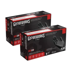 GloveWorks GPNB Nitrile Industrial Grade Gloves, Medium, Black, 100/Box (GPNB44100)
