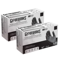 Gloveworks GWBEN Nitrile Exam Gloves, 2X-Large, Black, 100/Box, 10 Boxes/Carton (GWBEN49100XX)