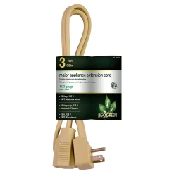GoGreen Power 14/3 3' Appliance Cord, Beige, 3/Pack (GG-25603)