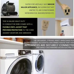 GoGreen Power 14/3 3' Appliance Cord, Beige, 3/Pack (GG-25603)