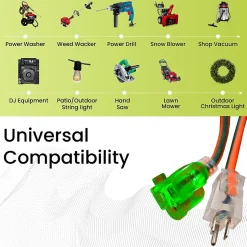 GoGreen Power 16/3 8' Heavy Duty Extension Cord, Lighted End, Orange (GG-13708)