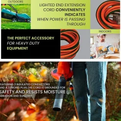 GoGreen Power 16/3 8' Heavy Duty Extension Cord, Lighted End, Orange (GG-13708)