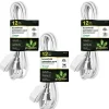 GoGreen Power 12' Extension Cord, 3-Outlet, 16 AWG, White (GG-24712-3)