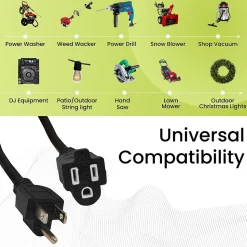 GoGreen Power 8' Indoor/Outdoor Extension Cord, 16 AWG, Black (GG-13708BK)