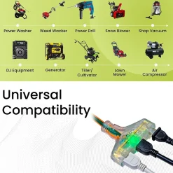 GoGreen Power 2' Indoor/Outdoor Extension Cord, 3-Outlet, 12 AWG, Orange (GG-15302)