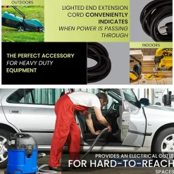 GoGreen Power 50' Indoor/Outdoor Extension Cord, 14 AWG, Black (GG-13850BK)