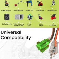 GoGreen Power 50' Indoor/Outdoor Extension Cord, 14 AWG, Orange (GG-13850)