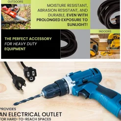 GoGreen Power 25' Indoor/Outdoor Extension Cord, 16 AWG, Black (GG-13725BK)