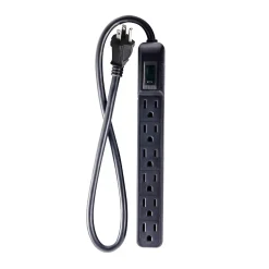 GoGreen Power 6 Outlet Mini Surge Protector, 2' cord, Black (GG-16103MINBK)