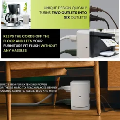 GoGreen Power Side Mount Wall Tap, 6 Outlet White (GG-16000TSM)