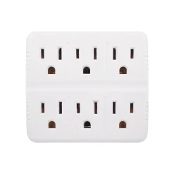 GoGreen Power Wall Tap, 6 Outlet, White, 3/Pack (GG-16000TW)