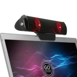 GOgroove SonaVERSE Clip-on USB-A Stereo Speaker with LEDs, Red (GGSVUSB200RDWS)