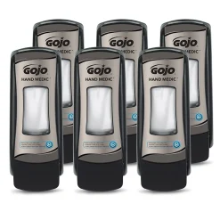 GOJO HAND MEDIC ADX-7 Wall Mounted Hand Soap Dispenser, Black/Chrome, 6/Carton (8782-06)