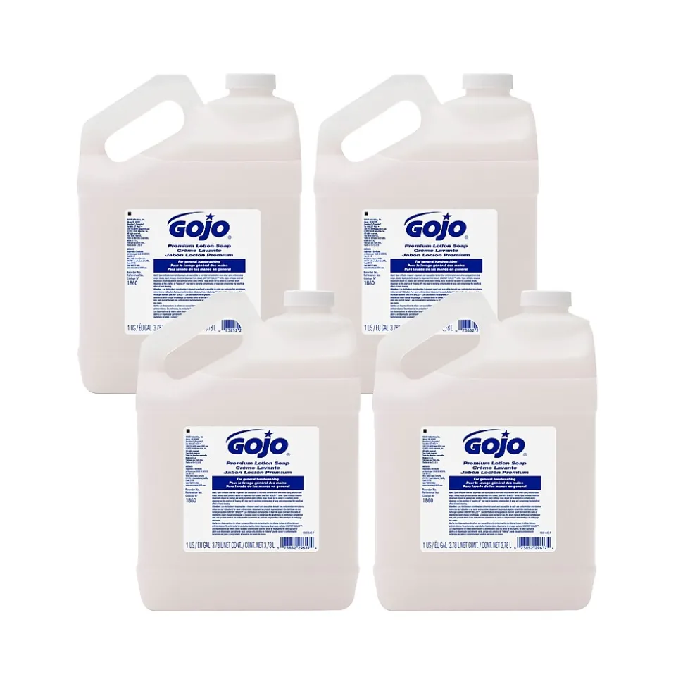 GOJO Premium Liquid Hand Soap Refill for 1860-04 Dispenser, Waterfall Scent, 128 oz., 4/Carton (1860-04CT)
