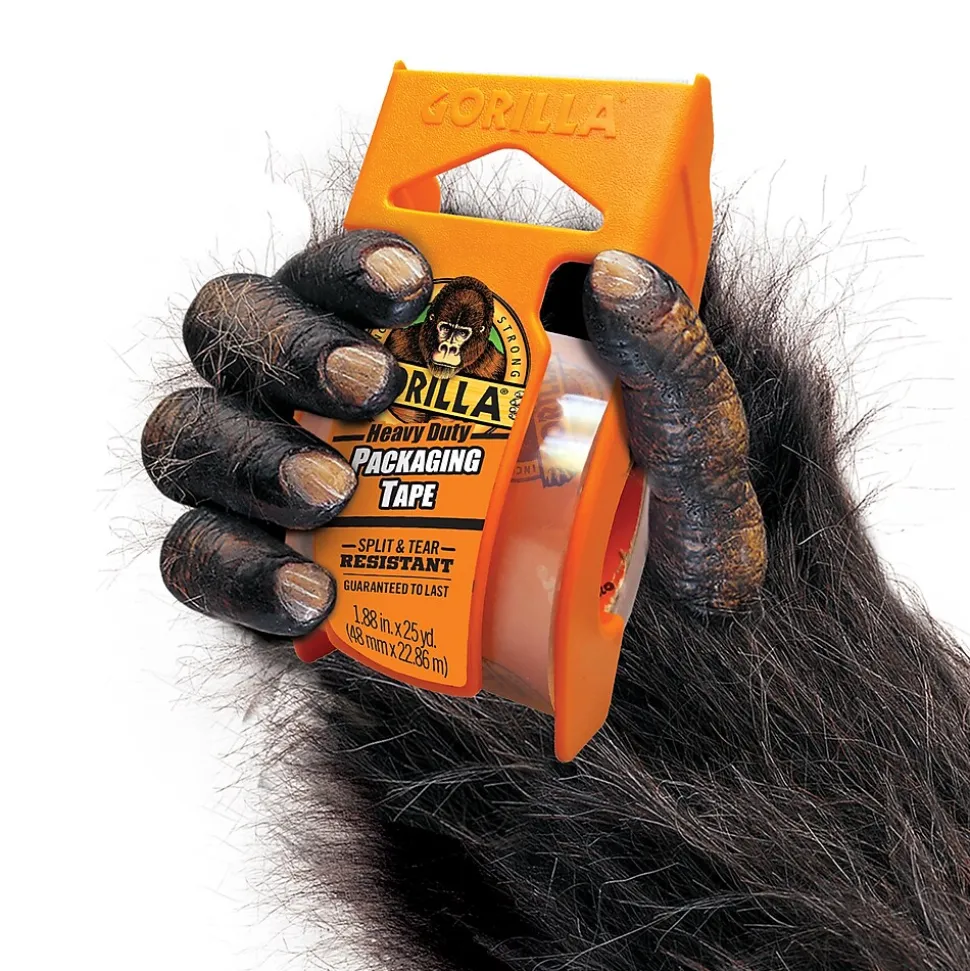 Gorilla Heavy Duty Packing Tape with Dispenser, 1.88" x 25 yds., Clear, 4/Pack (102680)