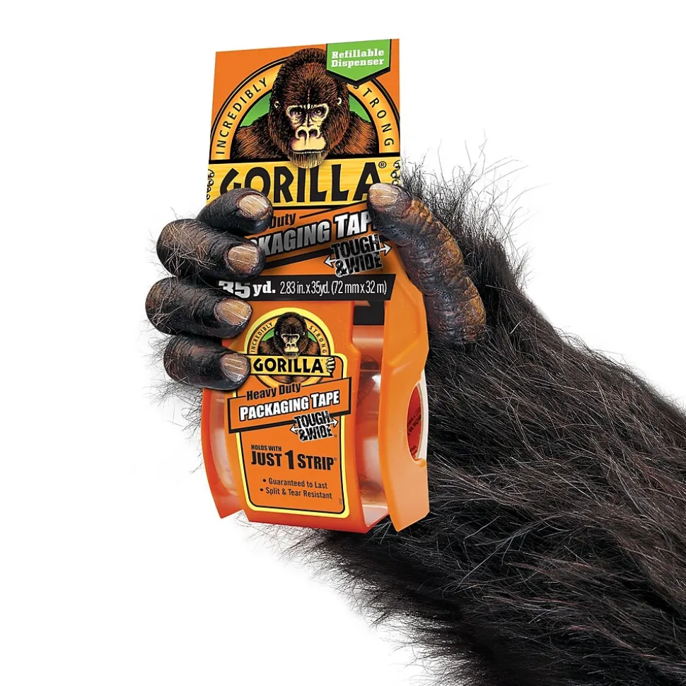 Gorilla Heavy Duty Tough & Wide Packaging Tape with Dispenser, 2.88" x 35 yds., Clear (6045002)