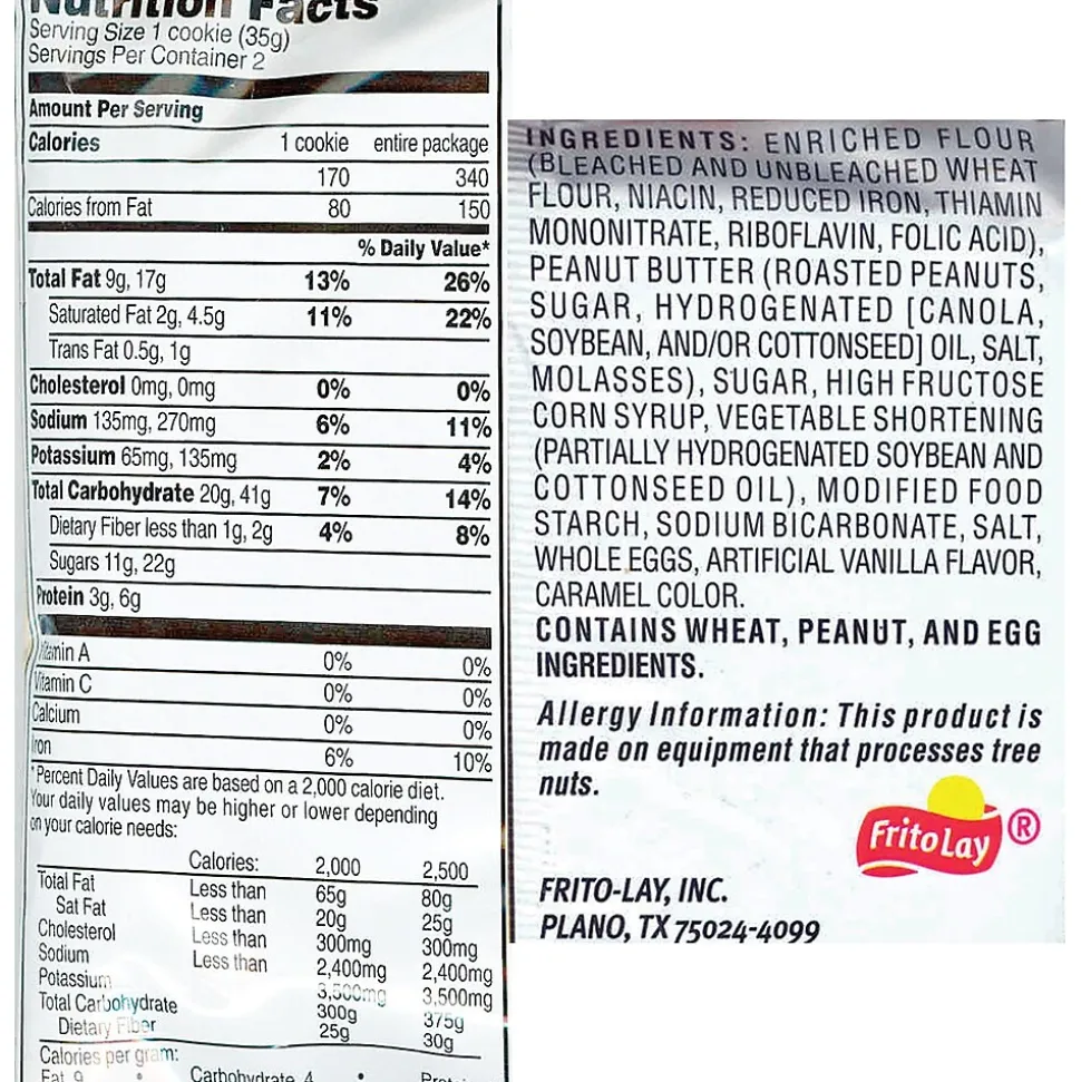 Grandma's Homestyle Peanut Butter Cookies, 2.5 oz., 60 Packs/Box (FRI45091)