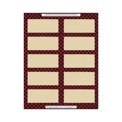 Great Papers Buffalo Plaid Laser/Inkjet Shipping Labels, 2" x 4", Multicolor, 10 Labels/Sheet, 5 Sheets/Pack (2019112)