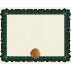 Great Papers Cambridge Certificates, 8.5" x 11", Beige/Green, 10/Pack (2020006)