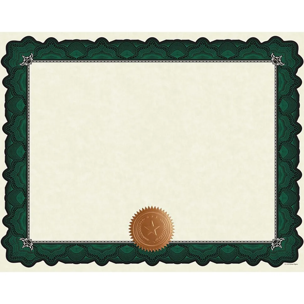 Great Papers Cambridge Certificates, 8.5" x 11", Beige/Green, 10/Pack (2020006)