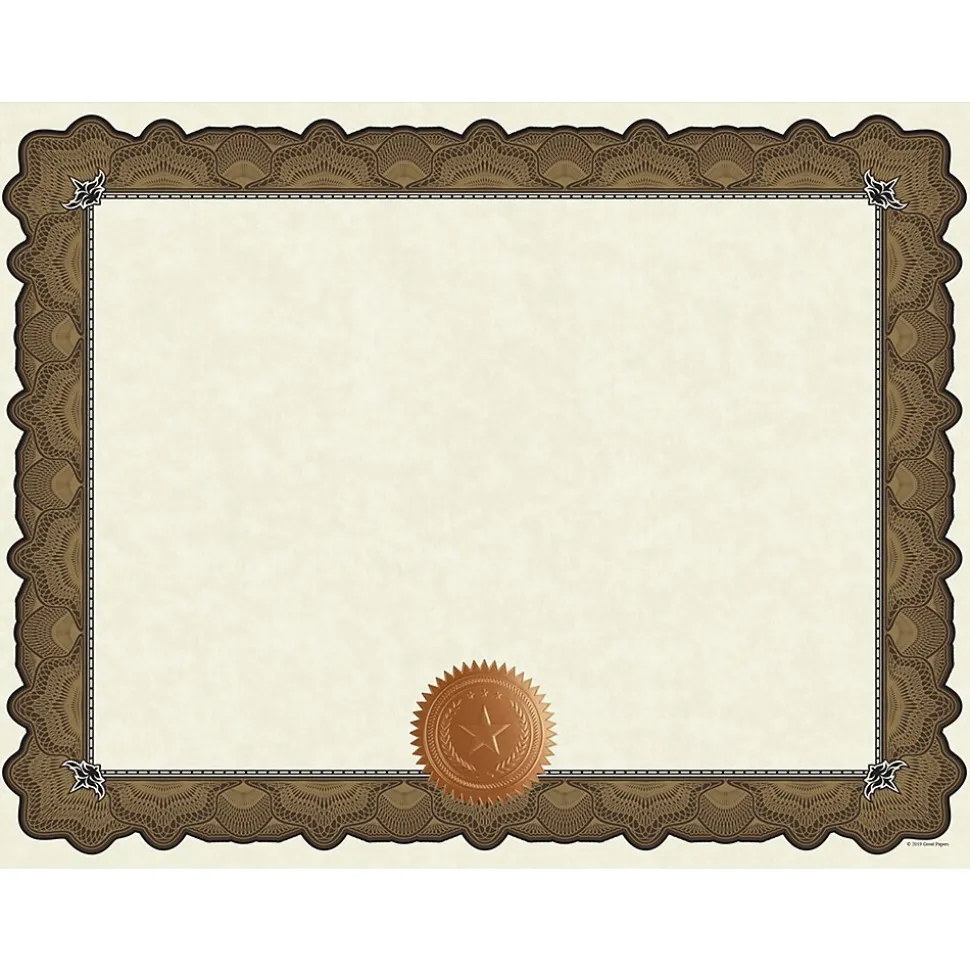 Great Papers Cambridge Certificates, 8.5" x 11", Beige/Gold, 10/Pack (2020004)