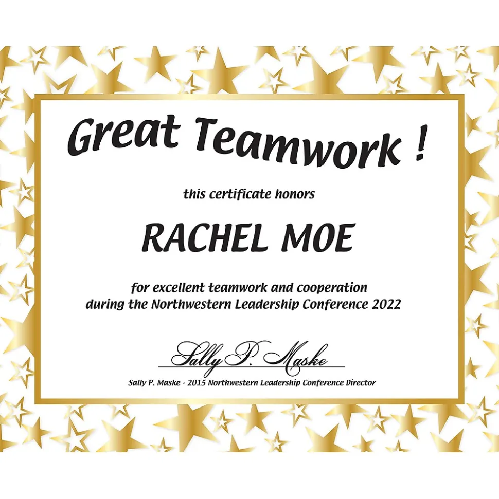 Great Papers Certificates, 8.5" x 11", Gold and White, 50/Pack (2014025)