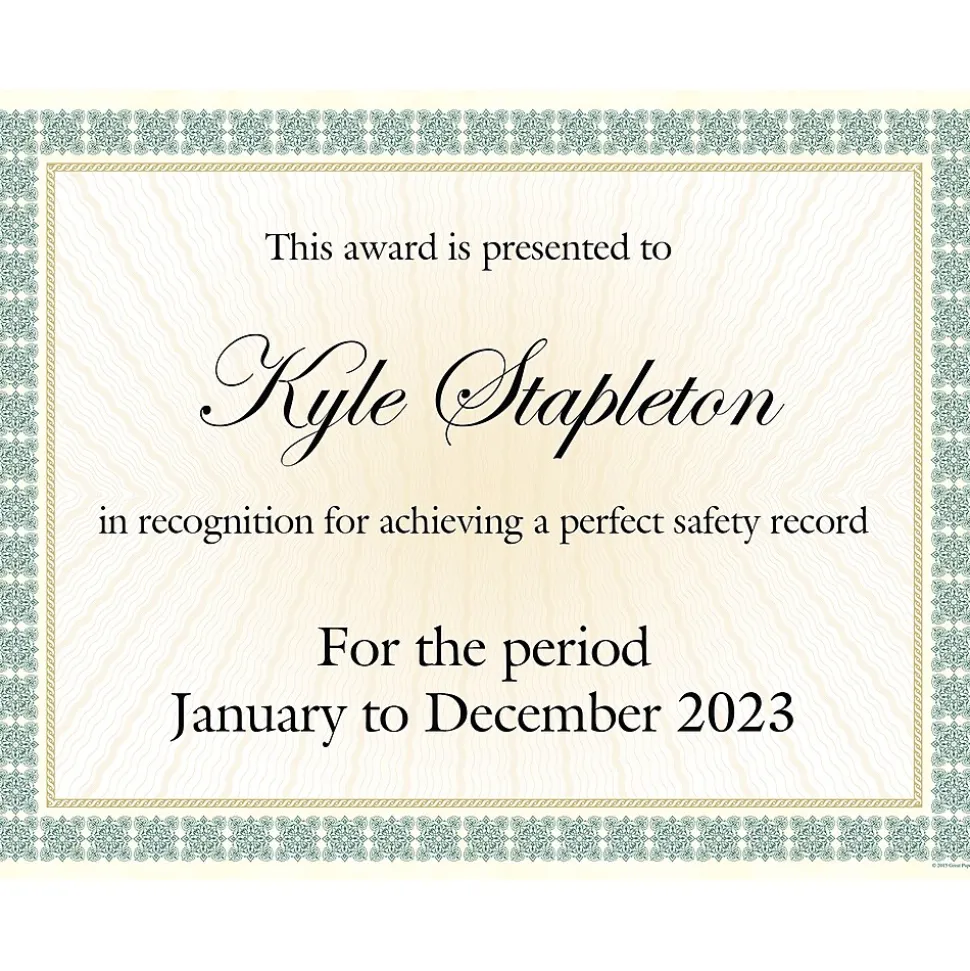 Great Papers Certificates, 8.5" x 11", Westminster Green, 6/Pack (963022)