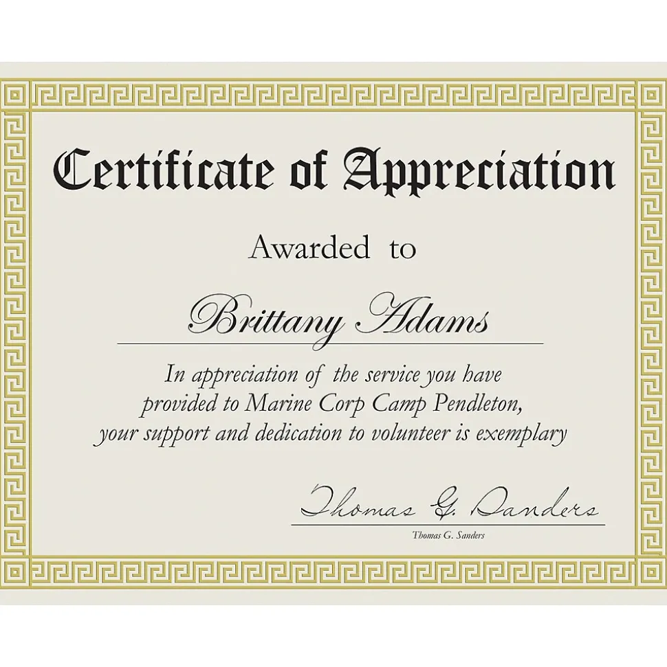 Great Papers Channel Border Foil Certificates, 8.5" x 11", Beige/Gold, 15/Pack (963007)