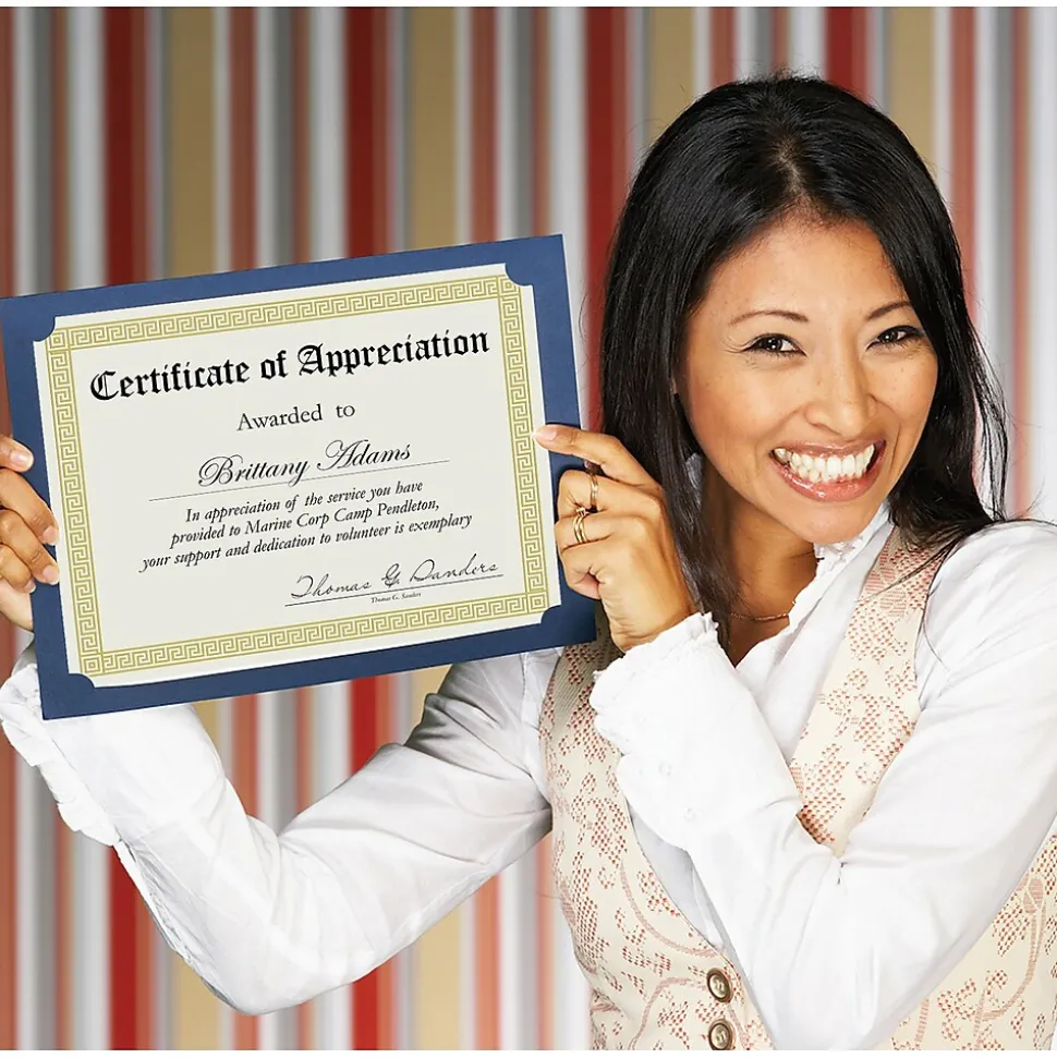 Great Papers Channel Border Foil Certificates, 8.5" x 11", Beige/Gold, 15/Pack (963007)