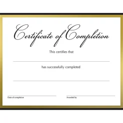 Great Papers Completion Certificates, 8.5" x 11", White/Black/Gold, 15/Pack (2020150)