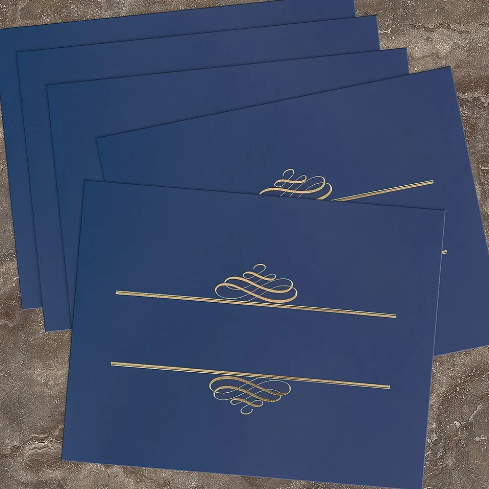 Great Papers Embossed Foil Certificate Holders, 8.5" x 11", Navy, 5/Pack (903119)