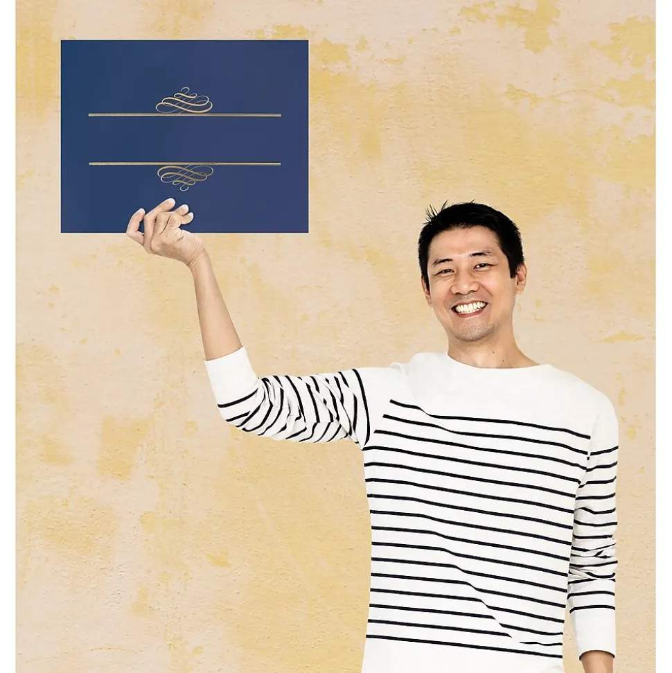 Great Papers Embossed Foil Certificate Holders, 8.5" x 11", Navy, 5/Pack (903119)