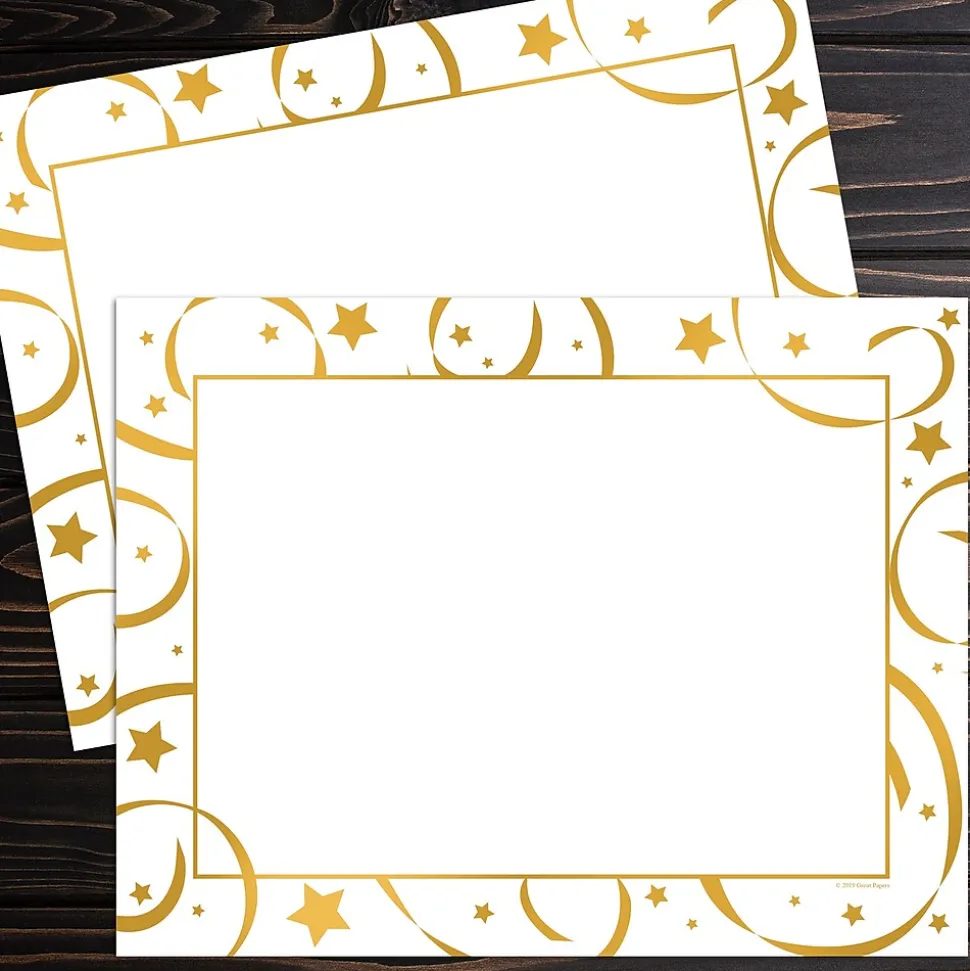 Great Papers Golden Star Certificates, 8.5" x 11", White/Gold, 15/Pack (2019011)