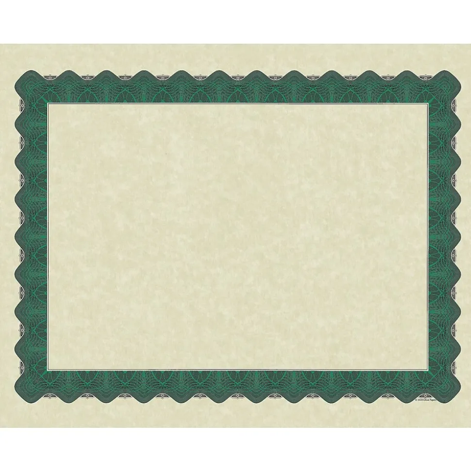 Great Papers Metallic Certificates, 8.5" x 11", Beige/Green, 100/Pack (934200)