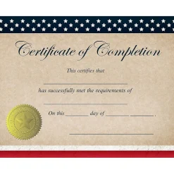 Great Papers Patriotic Completion Certificates, 8.5" x 11", Multicolor, 25/Count (2015075)