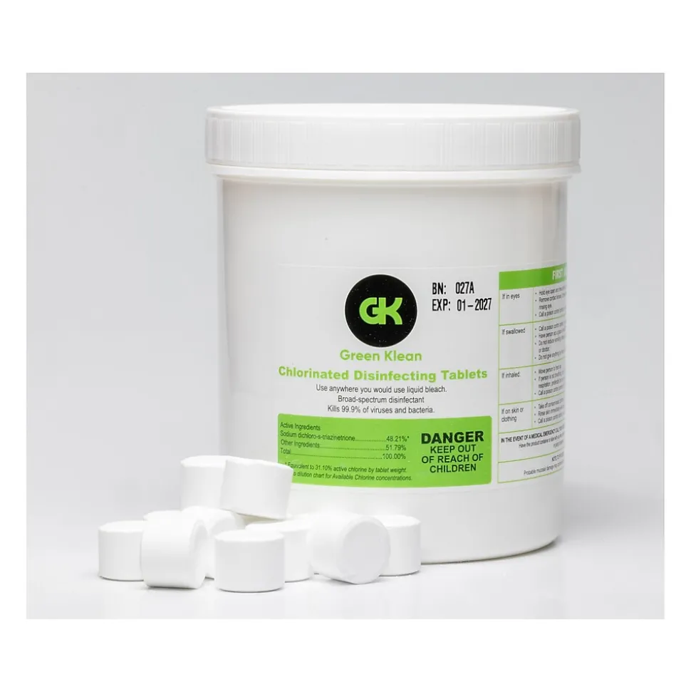 Green Klean Disinfecting Chlorinated Tablets, 120/Bottle, 2 Bottles/Carton (GK-CDT6.55-2pk)