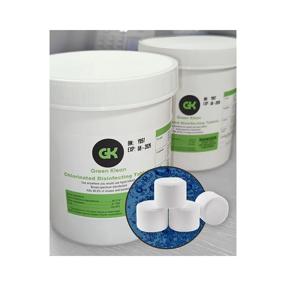 Green Klean Disinfecting Chlorinated Tablets, 120/Bottle, 2 Bottles/Carton (GK-CDT6.55-2pk)