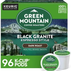 Green Mountain Black Granite Espresso Style Coffee Keurig® K-Cup® Pods, Dark Roast, 96/Carton (5000366650CT)